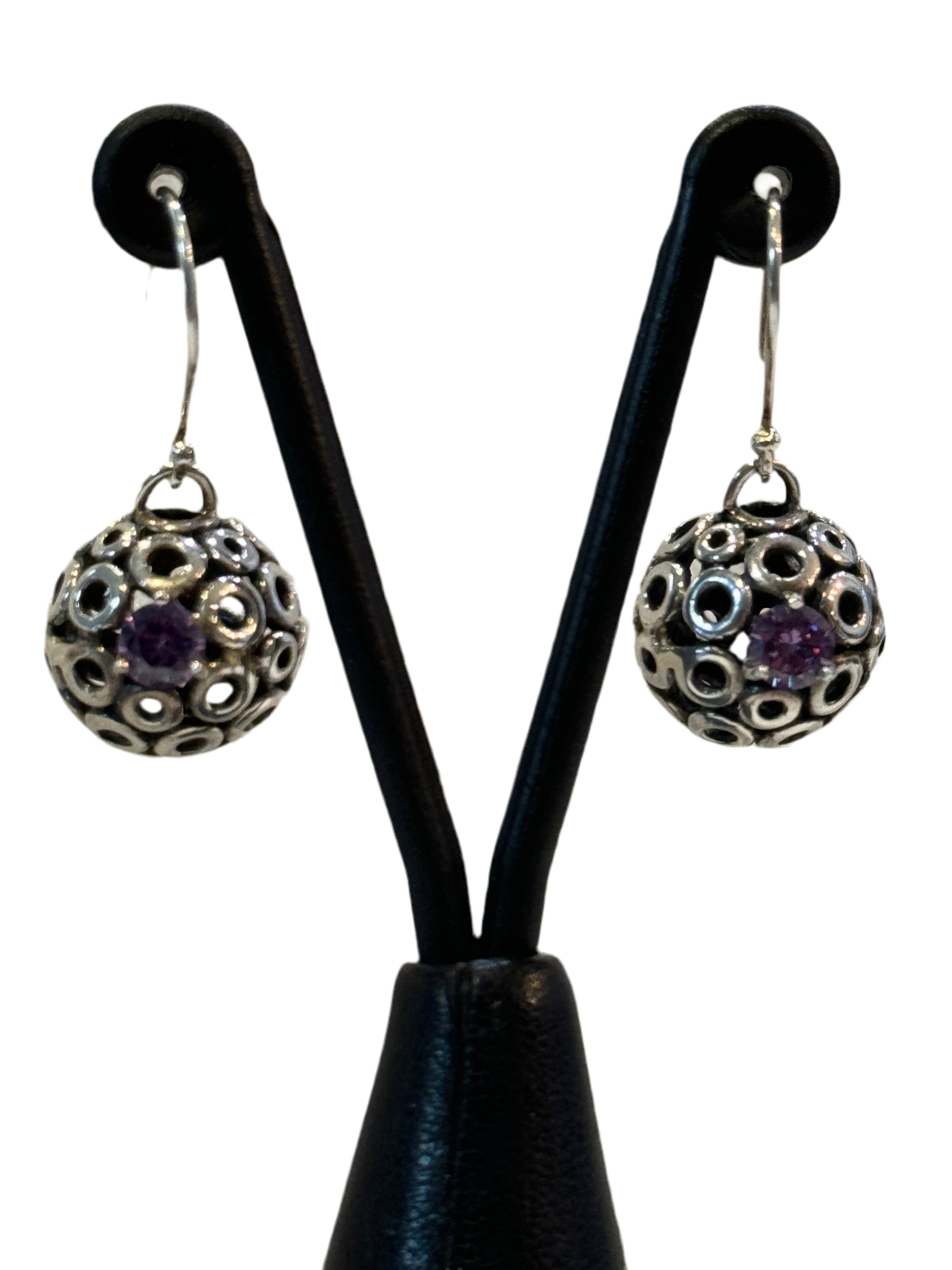 Filigree Spheres With Crystal Earrings