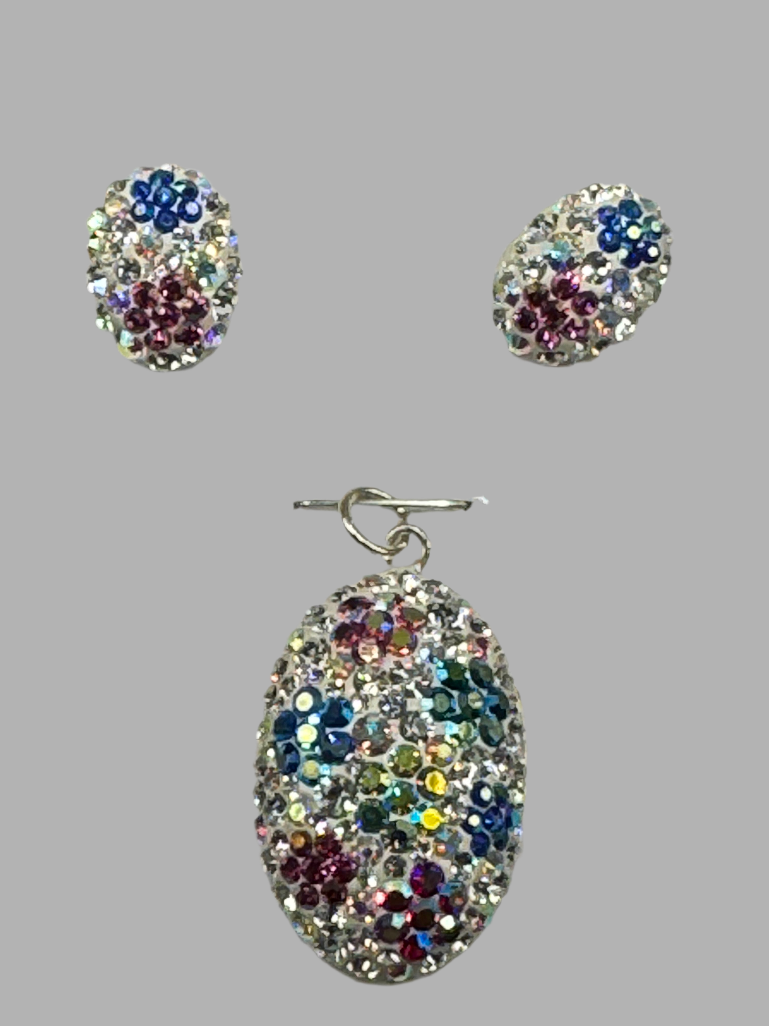 Brilliant crystals in azure blues  Pendant & Earrings .
