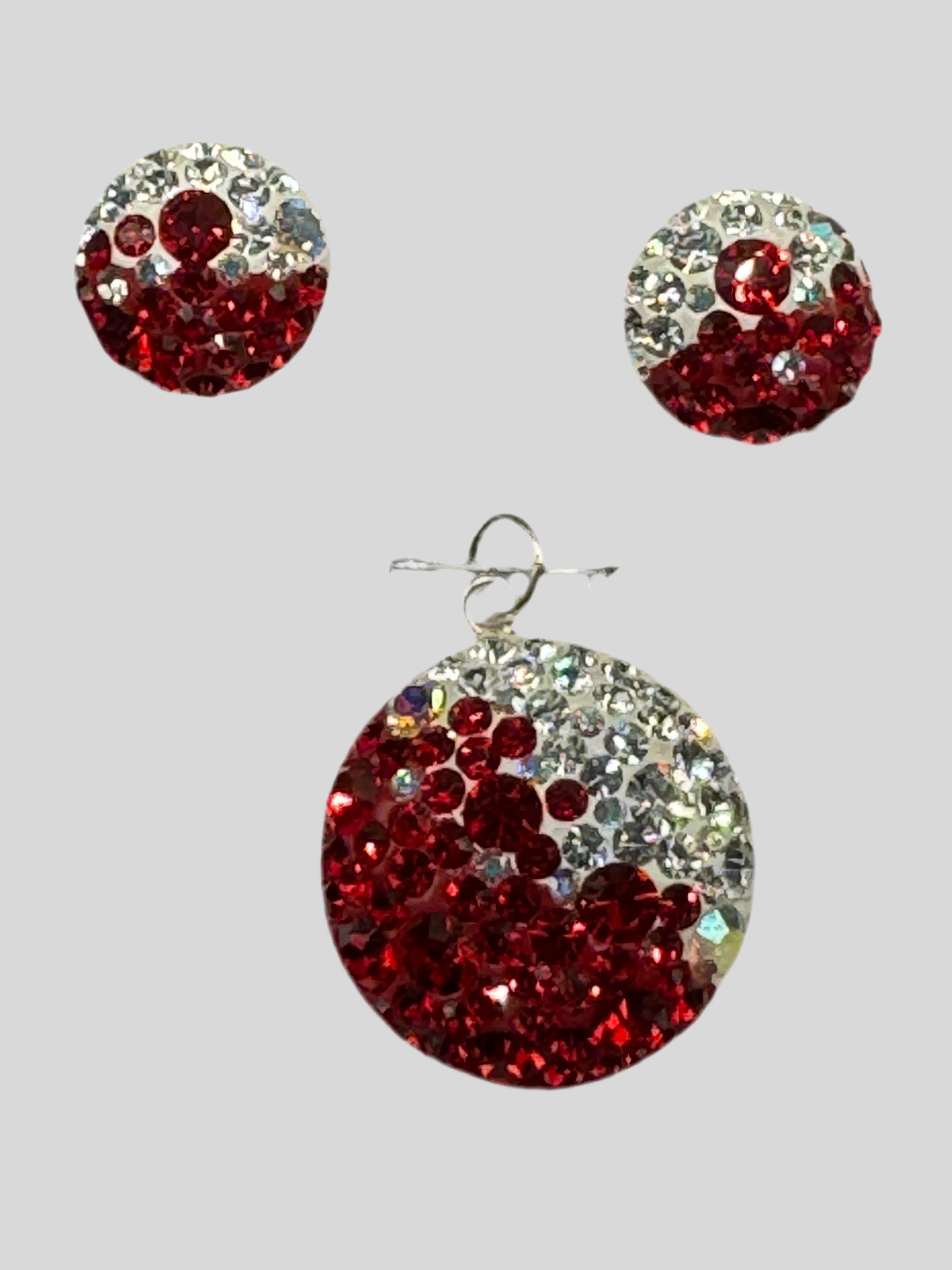 Brilliant crystals in rouge Pendant & Earrings .