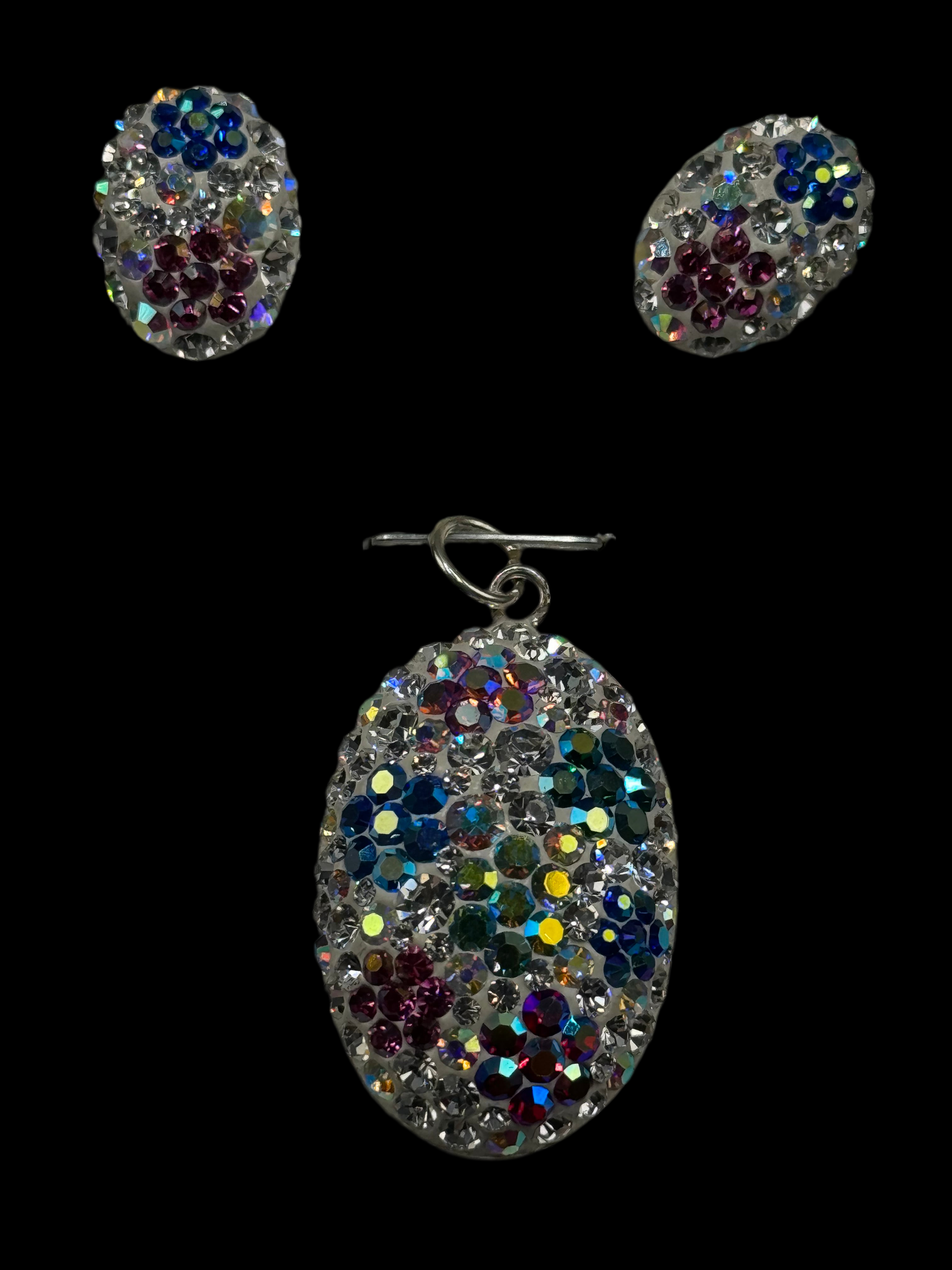 Brilliant crystals in azure blues  Pendant & Earrings .