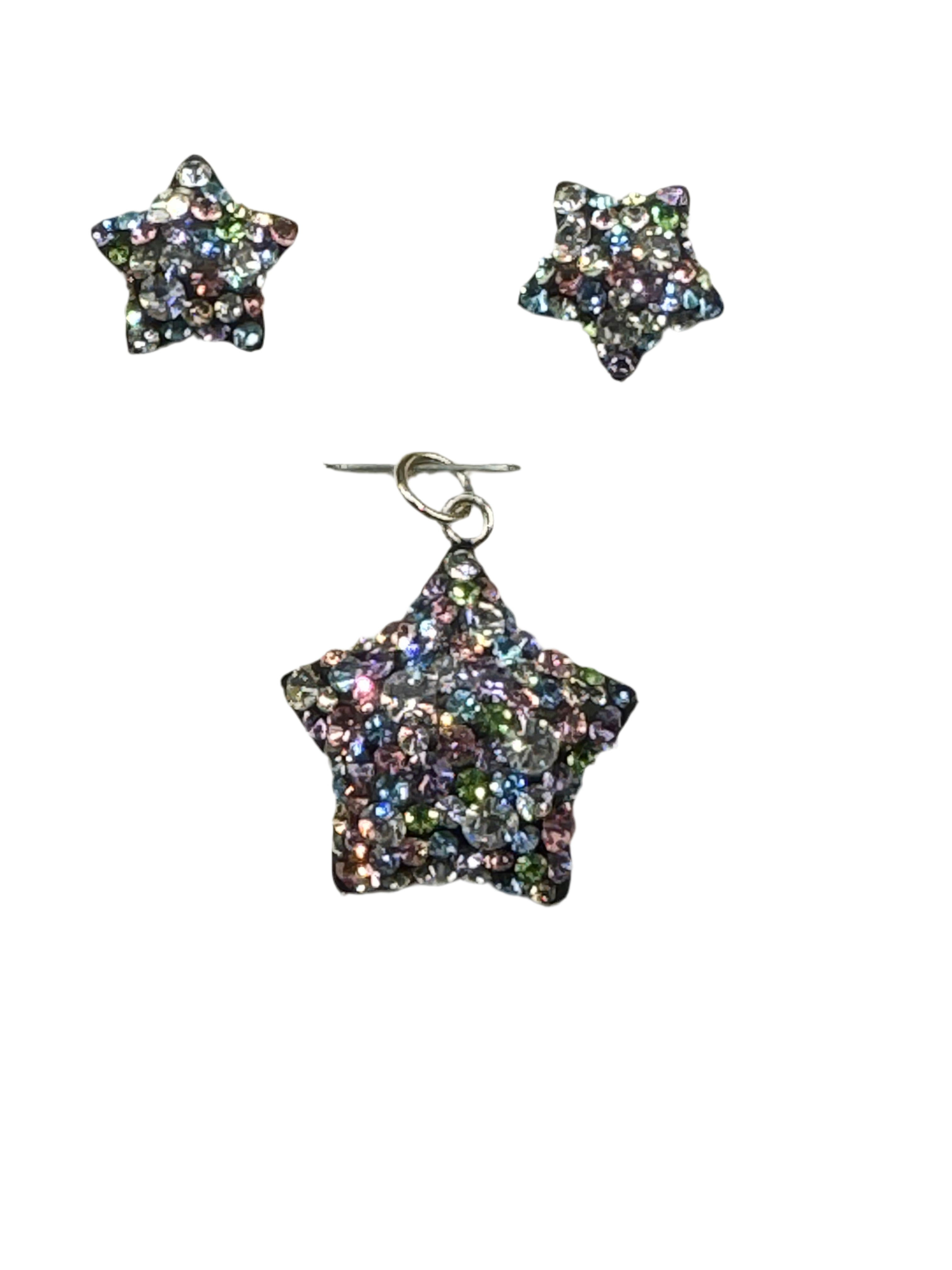 Brilliant crystals is iridescent purple Star Pendant & Earrings .