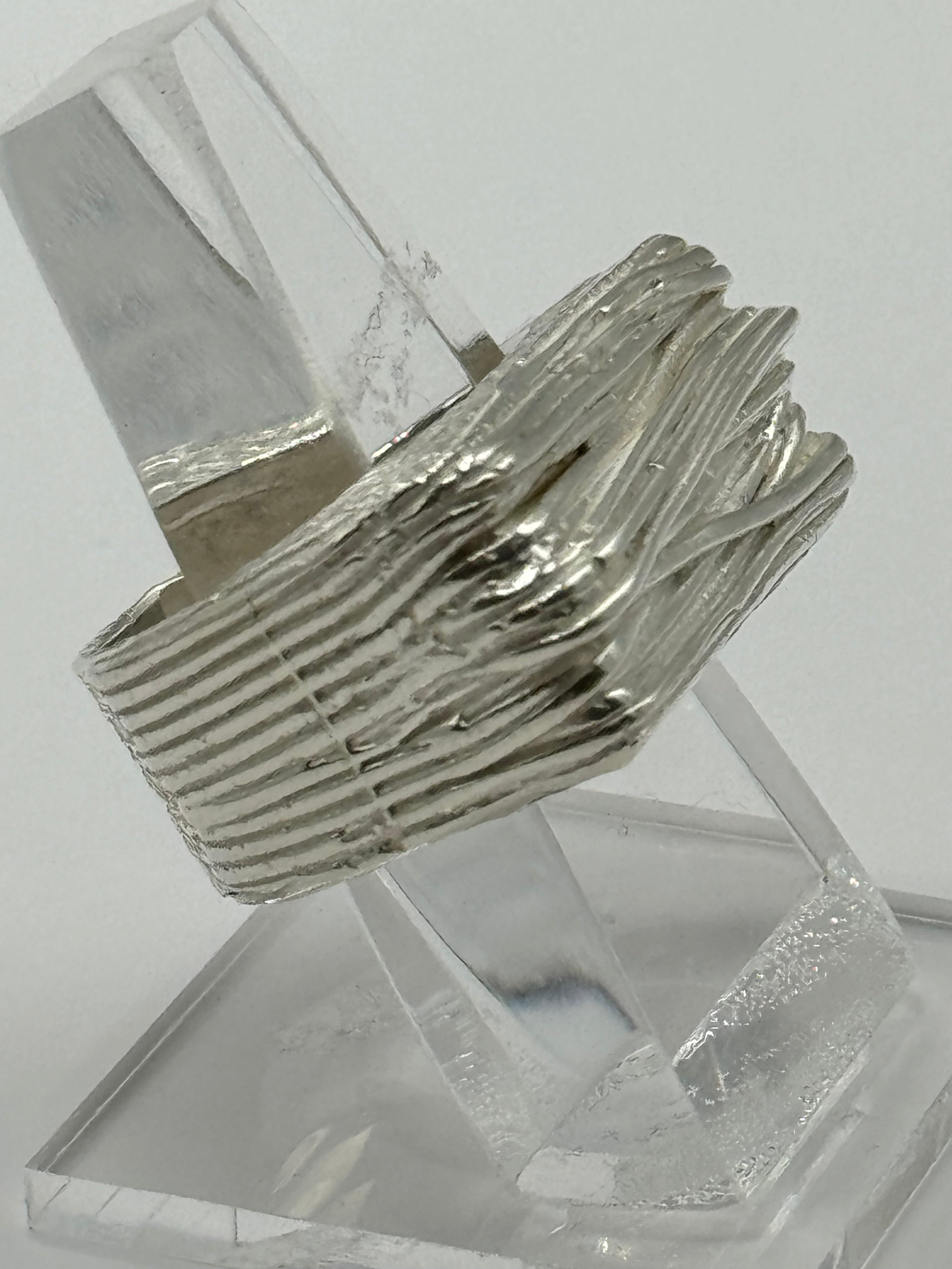 Silver textured ring