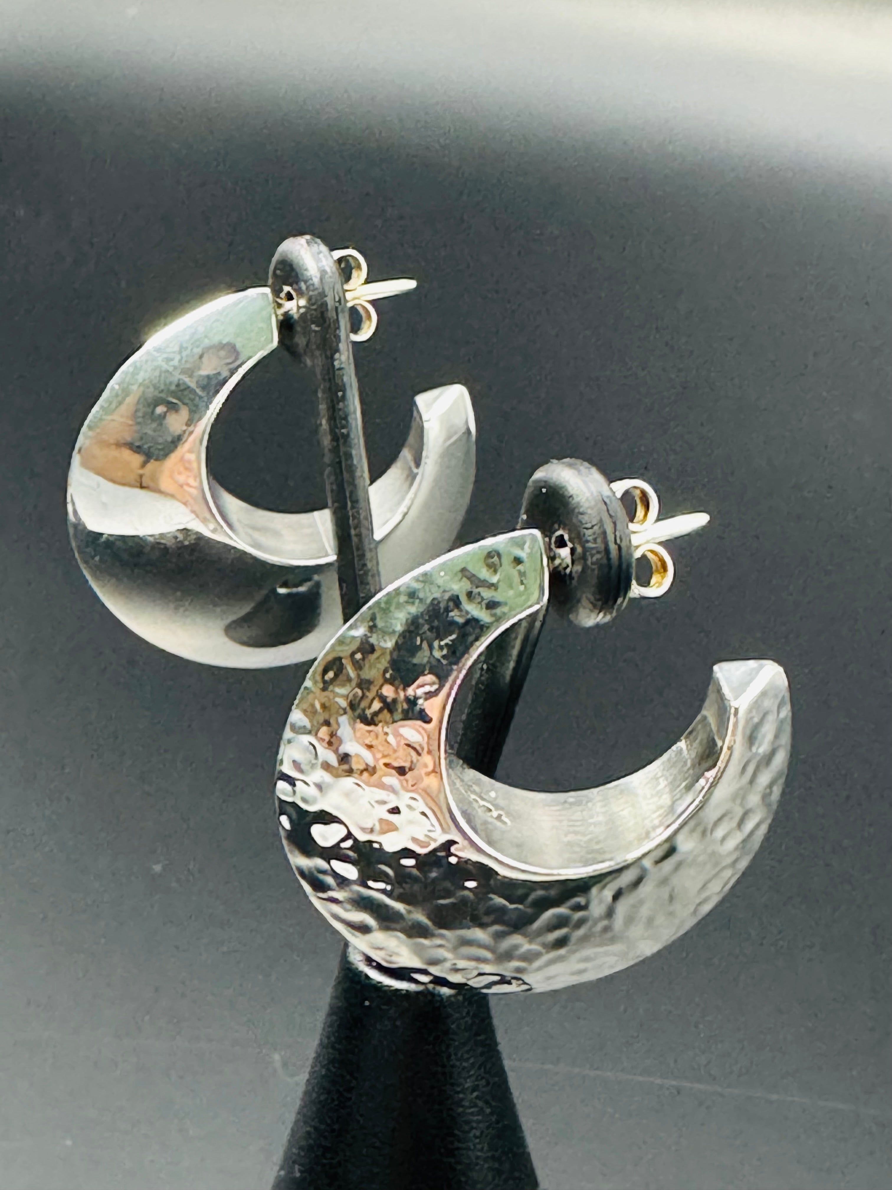 Sterling Silver Crescent Earrings .
