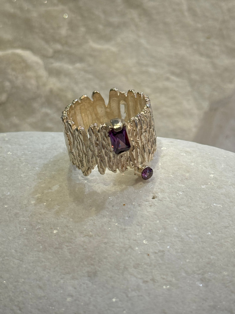 Amethyst Color Crystal Ring