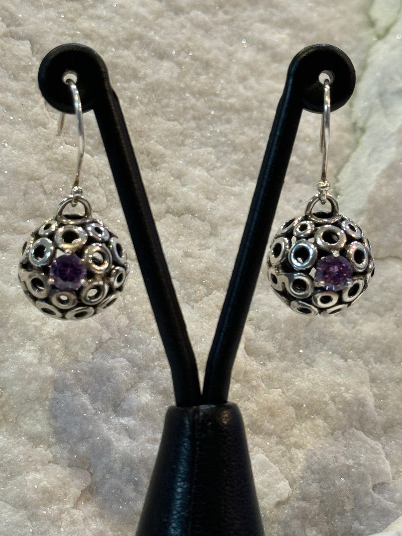 Filigree Spheres With Crystal Earrings