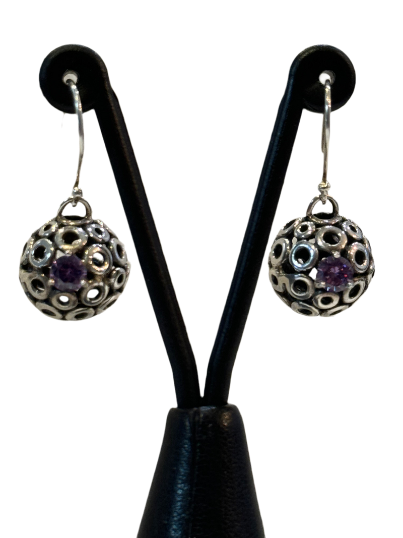 Filigree Spheres With Crystal Earrings