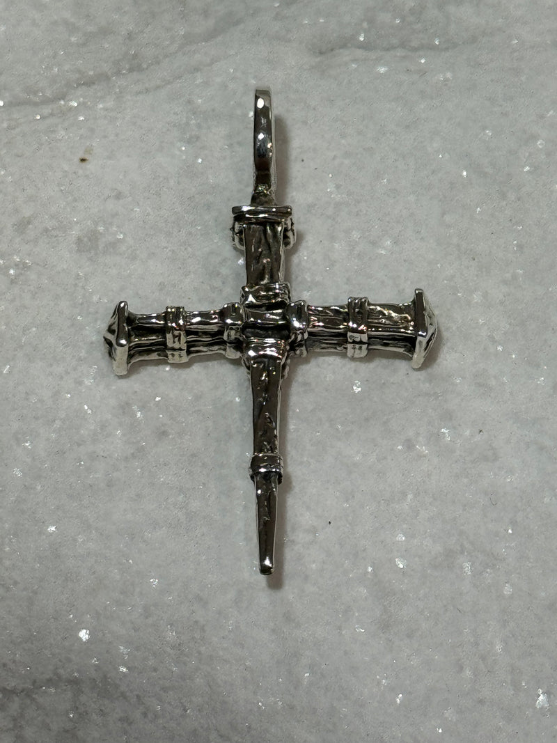 Rustic Cross Sterling Silver Pendant