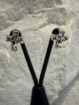 Pebble Carved Cross Earrings