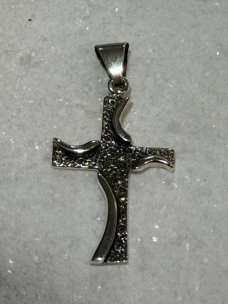 Rustic Pebbled Cross Pendant