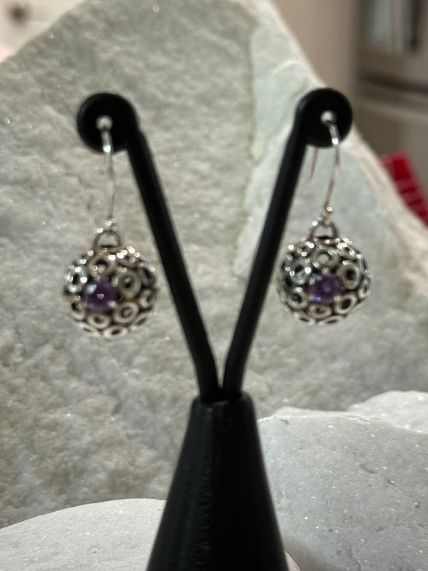 Filigree Spheres With Crystal Earrings