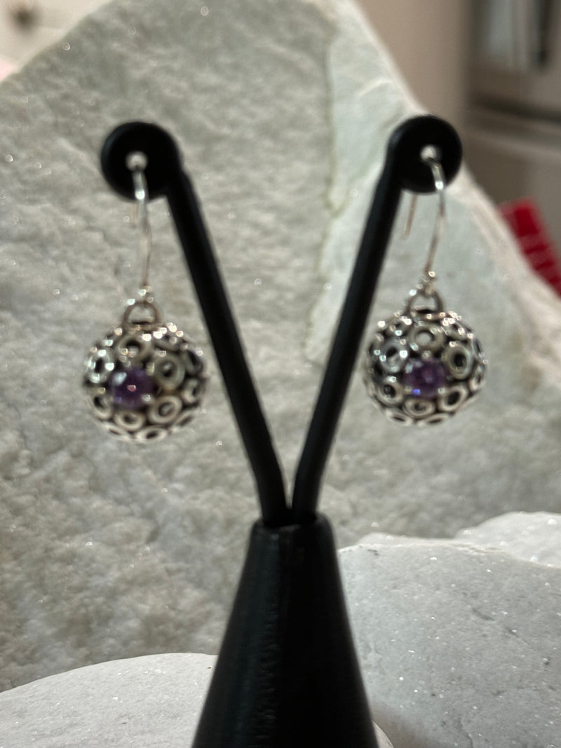 Filigree Spheres With Crystal Earrings