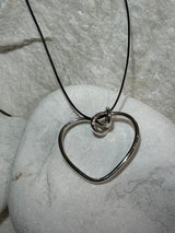 Large Heart With Leather Adjustable Tie Pendant