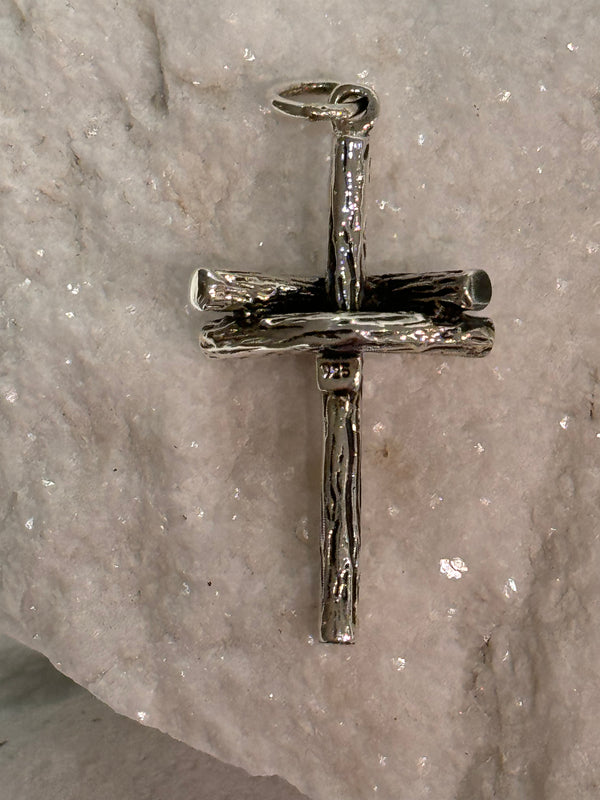 Rustic Sterling Silver Cross Pendant