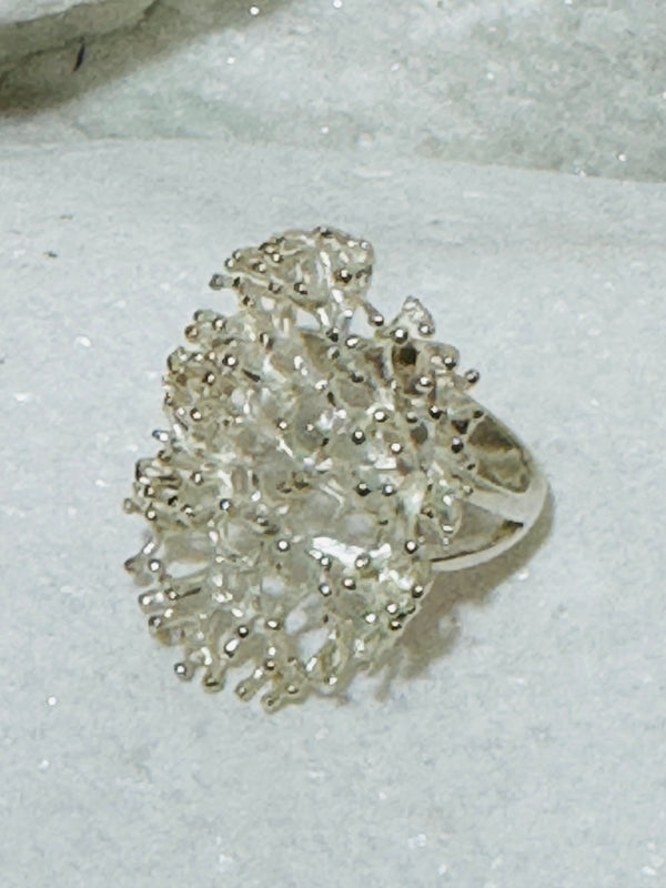 Sterling Silver Coral Style Ring