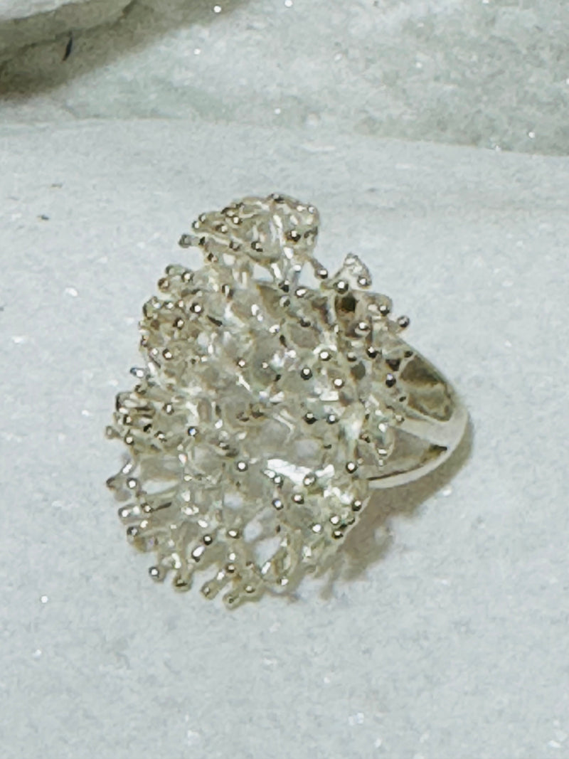 Sterling Silver Coral Style Ring