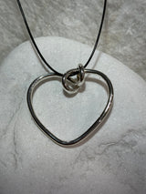 Large Heart With Leather Adjustable Tie Pendant