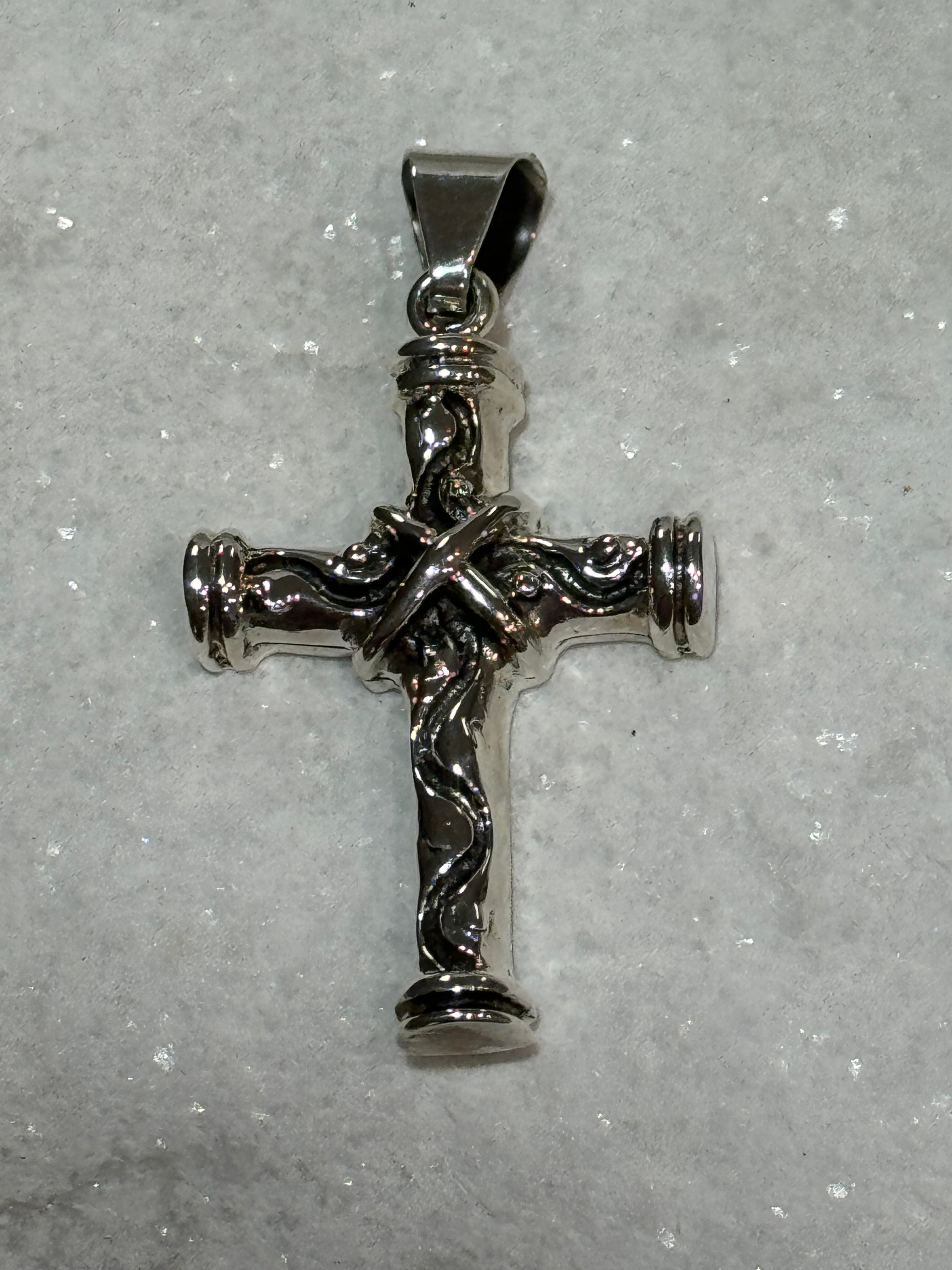 Sterling Rustic Silver Cross Pendant