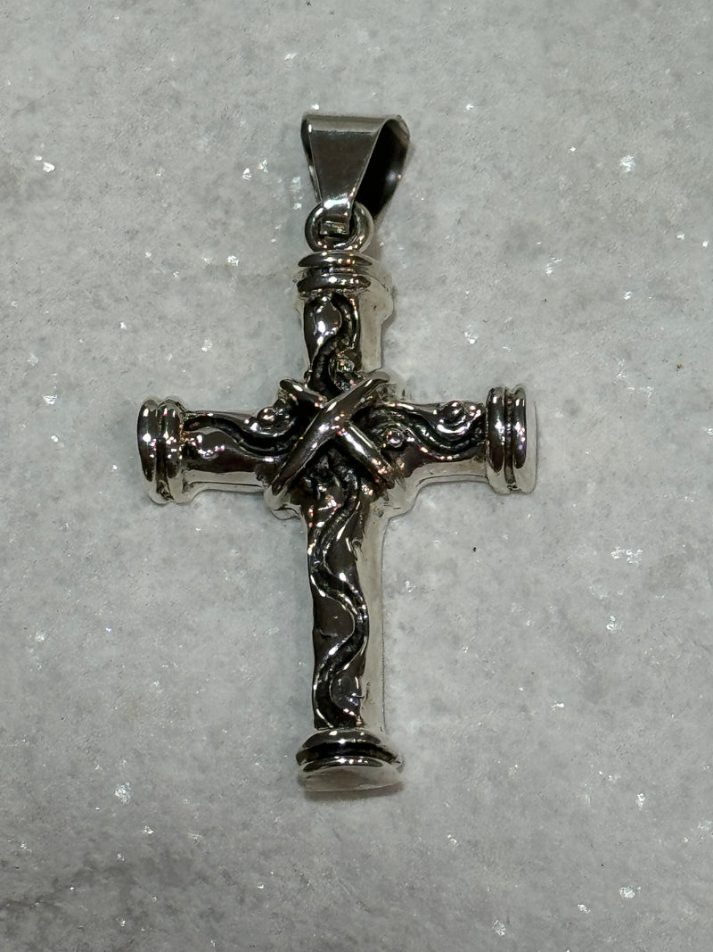 Sterling Rustic Silver Cross Pendant