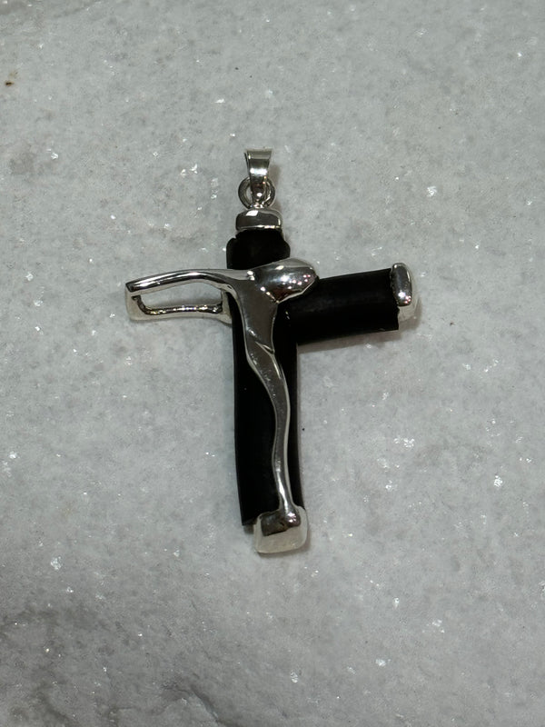 Rubber Inlay-sided Cross Pendant