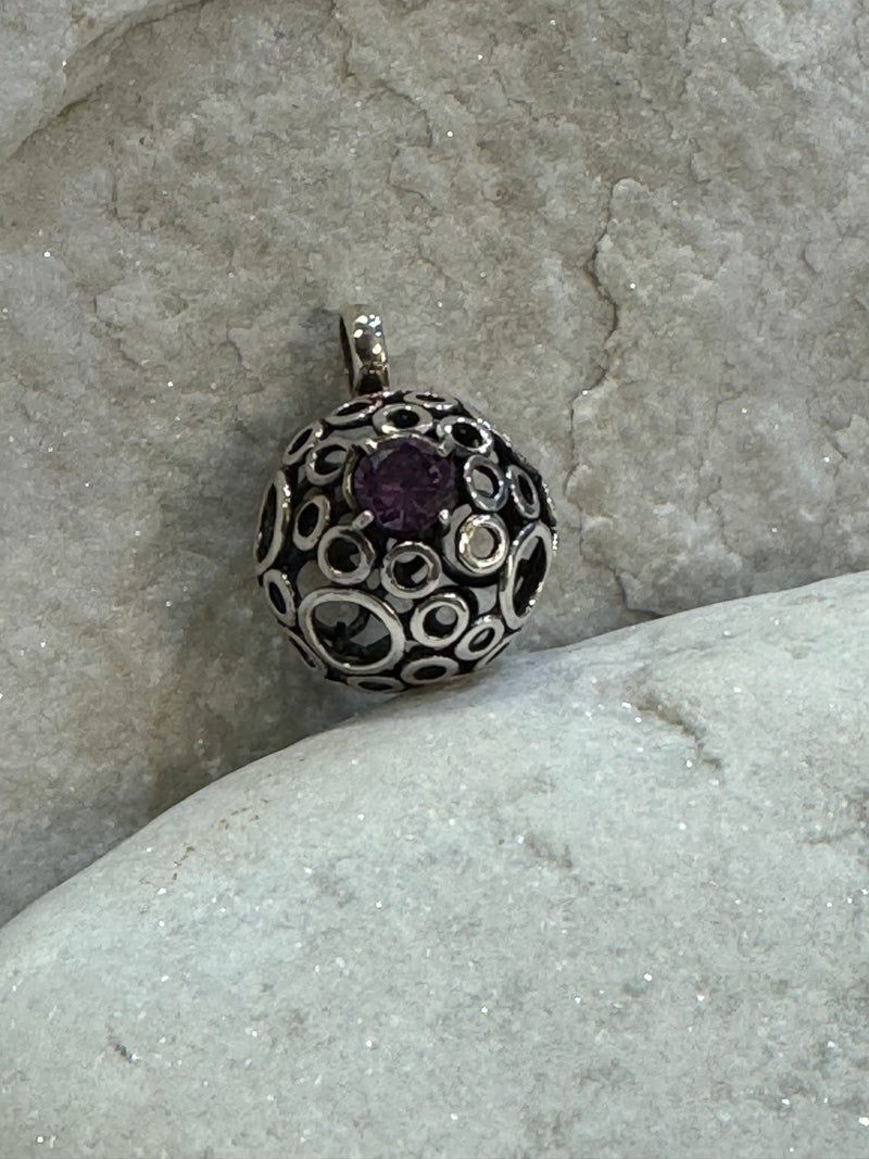 Filigree Sphere With Crystal Pendant