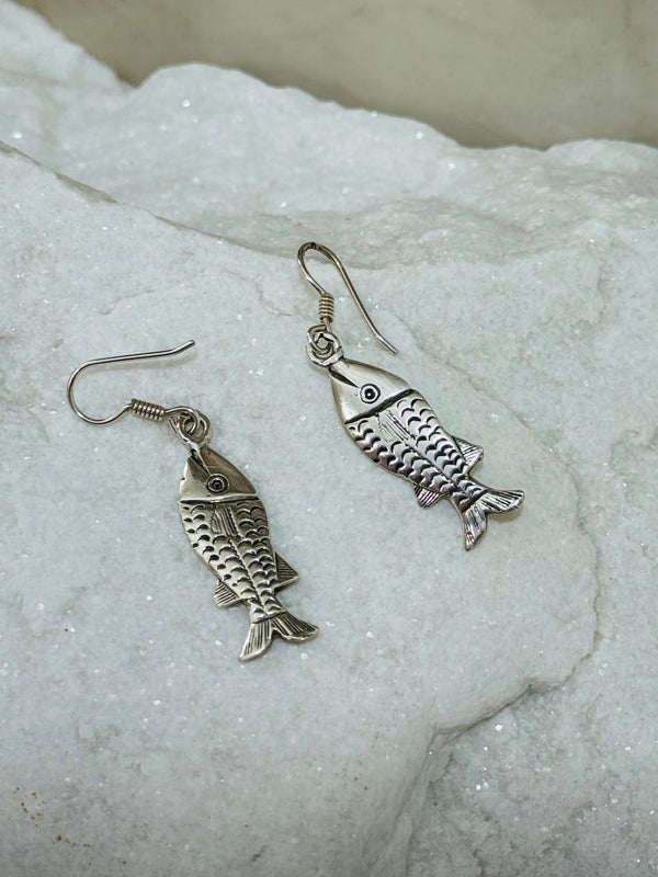 Sterling Silver Fish Earrings