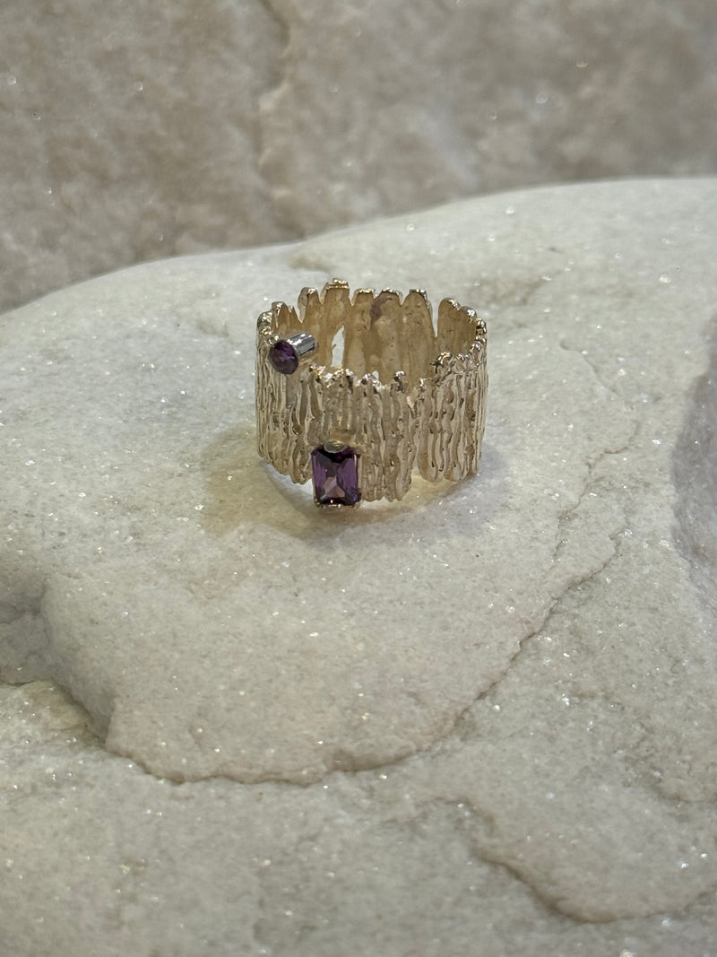 Amethyst Color Crystal Ring