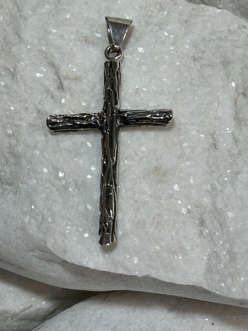 Sterling Silver Rustic Cross Pendant