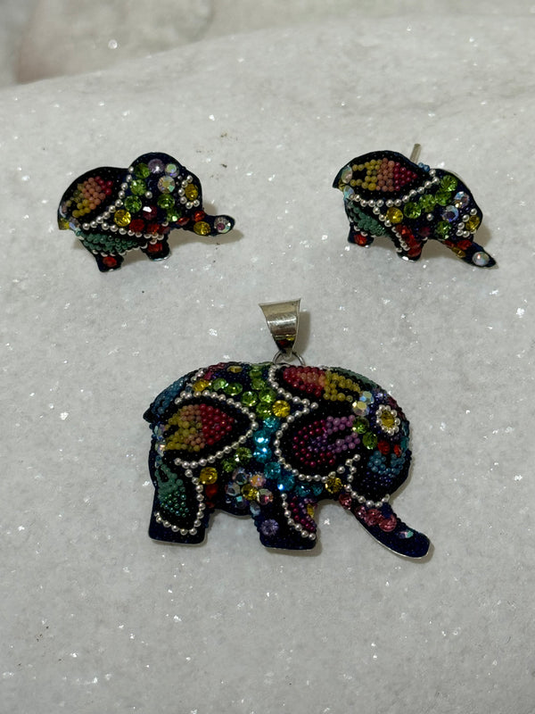 Crystal Elephant Pendant set