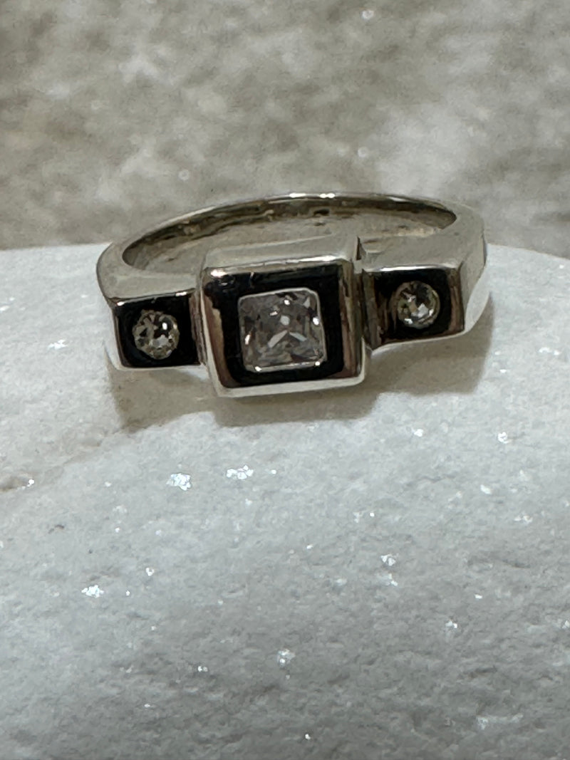 Sterling Silver Promises Ring with crystals .