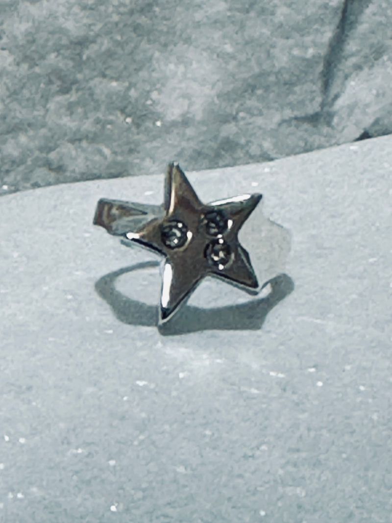 Sterling Silver Star & Crystals Ring