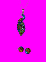 Crystal multi color Peacock Pendant Set