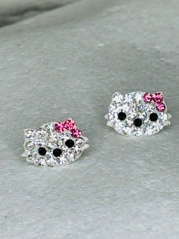 Earrings Kitty with crystals