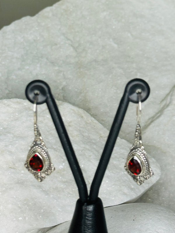 Earrings ,  Ruby crystal Marcasite