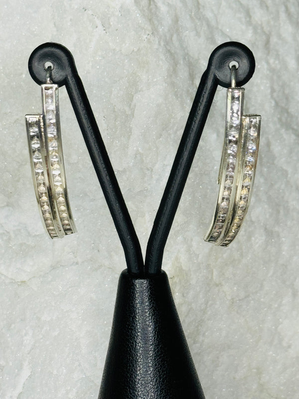 Earrings, Semicircle & Crystals