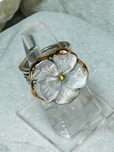 Sterling Silver Hibiscus Flower Ring .