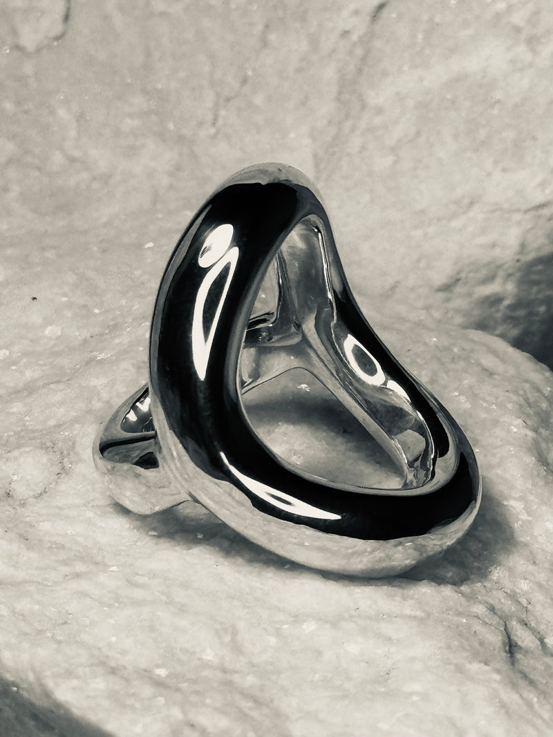 Sterling Silver Circle Contemporary Ring .