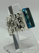 Sterling Silver Opulent Crystal Blue Topaz Ring .