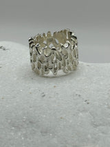 Sterling Silver corral mesh metal ring