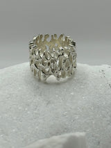 Sterling Silver corral mesh metal ring