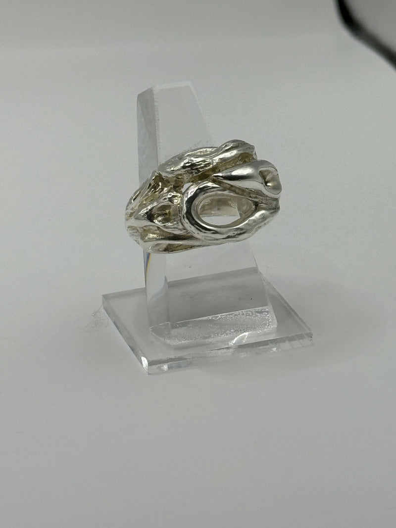 Silver Ring with roots of a tree .