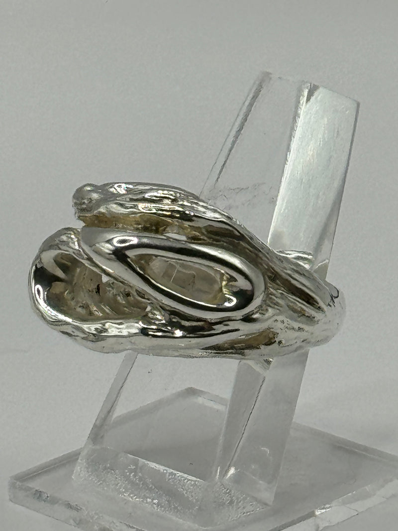 Silver Ring with roots of a tree .