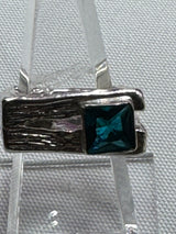 Sterling Silver Princess cut crystal in rustic elegant style .