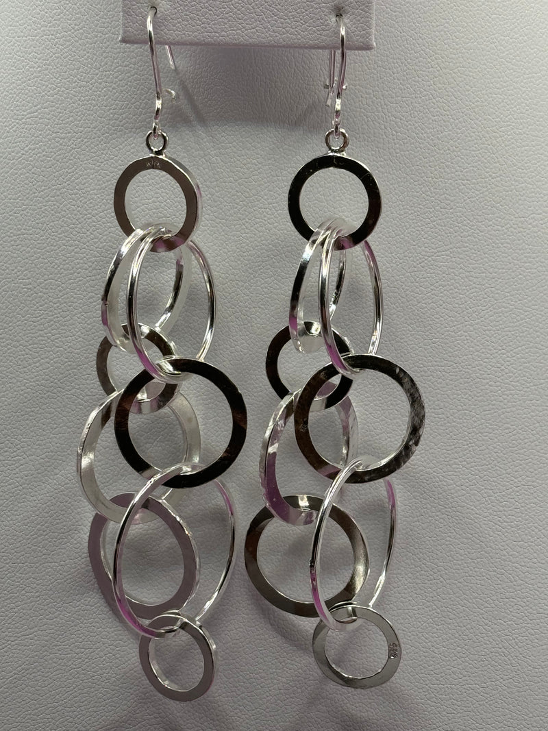 Sterling Silver Fashioned Circle Dangle Earrings