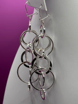 Sterling Silver Fashioned Circle Dangle Earrings