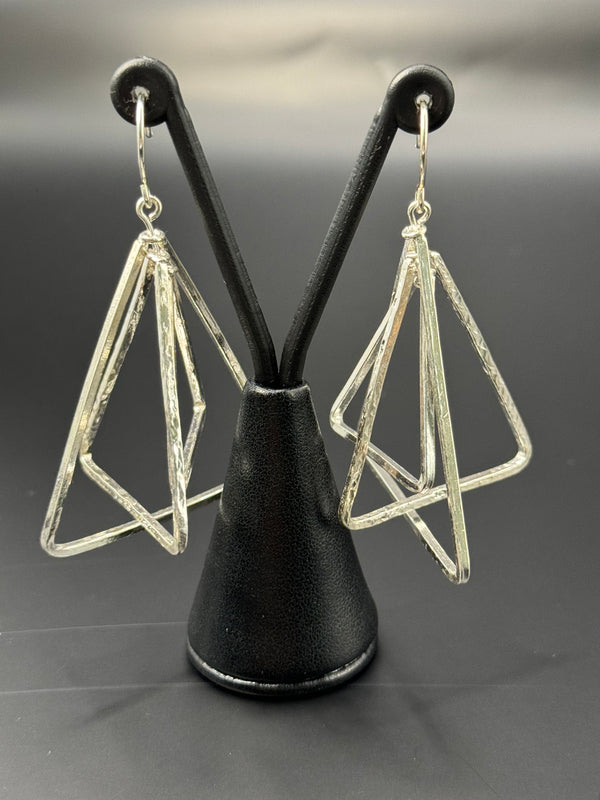 Sterling Silver Triangle Earrings .