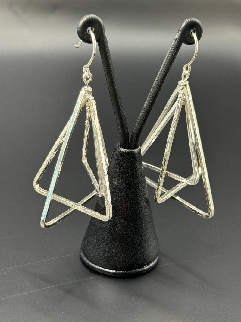 Sterling Silver Triangle Earrings .