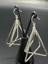 Sterling Silver Triangle Earrings .