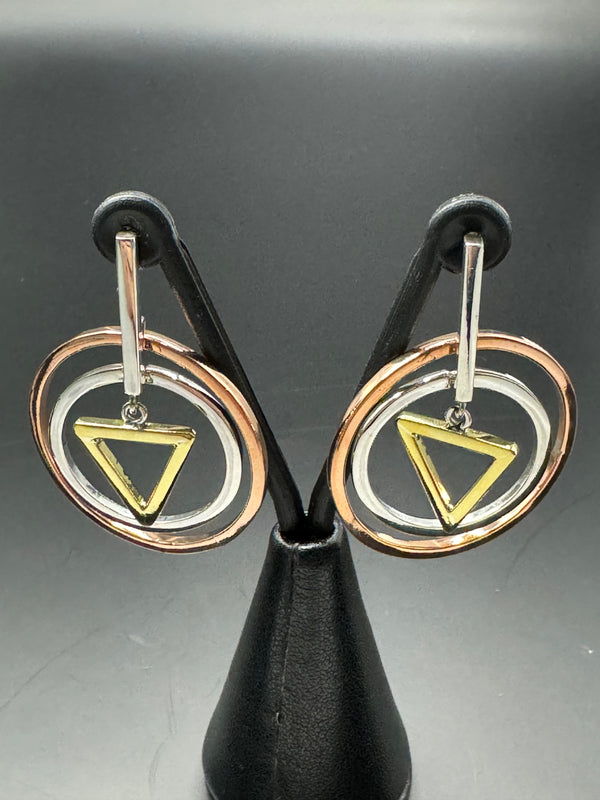 Sterling Silver Circle & Triangle earrings .