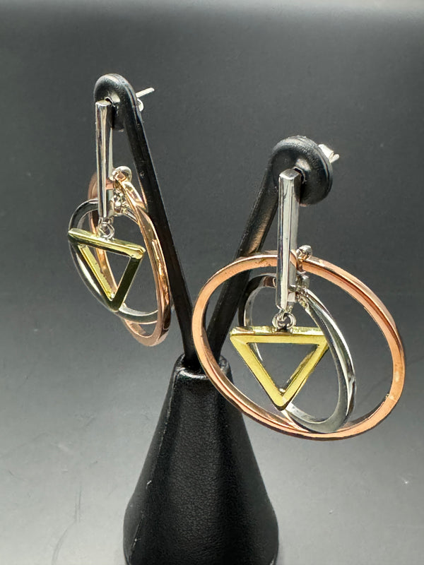 Sterling Silver Circle & Triangle earrings .