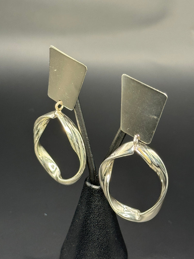 Sterling Silver loop circle clip earrings .